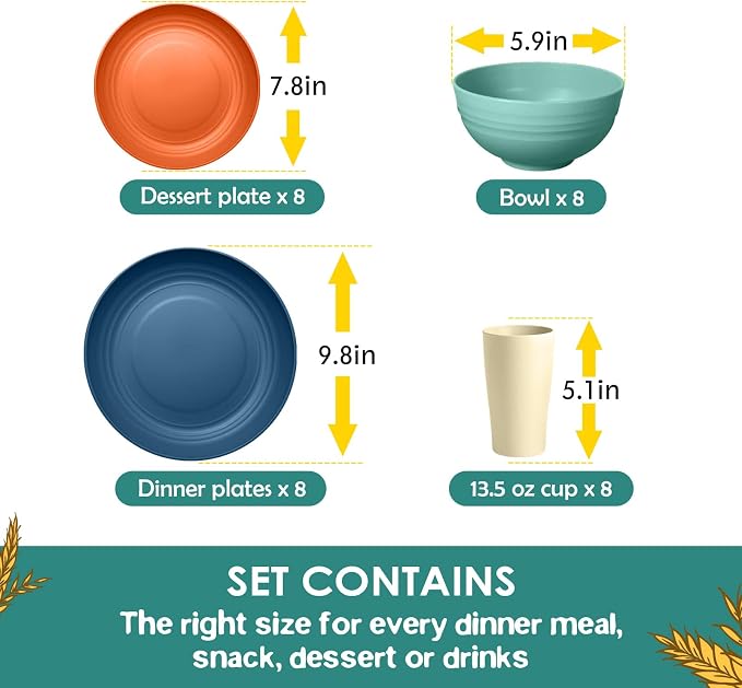 Teivio 32-Piece Plates and Bowls Sets - Image 2