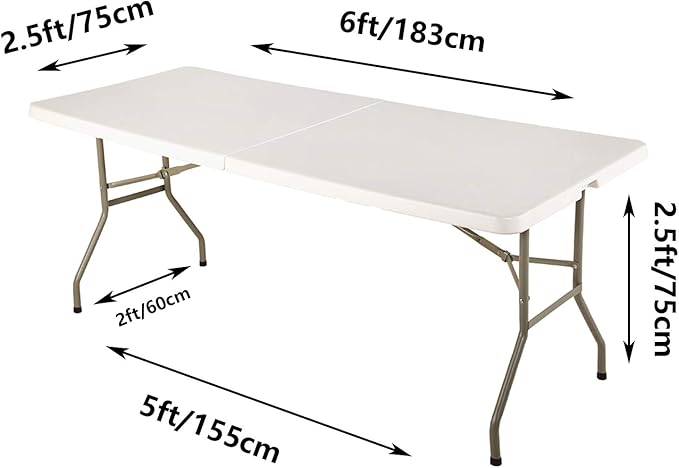 LZY Spandex Fitted Stretch Table Cover for 6 ft or 4ft or 8ft Folding Table, Rectangular Cocktail Tablecloth, Perfect for Party or Banquet (6FT White)