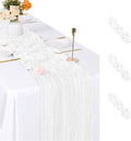 3 Pack White Cheesecloth Table Runner, 17 x 108 inch, Semi Sheer Boho Cheese by ACSUIT