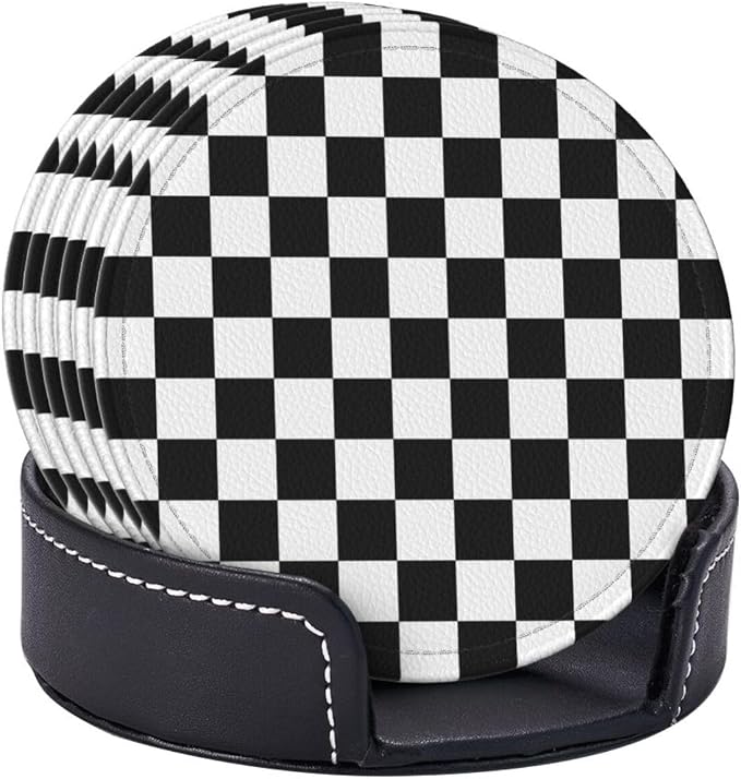 Black and White Checkered Coasters - Image 3