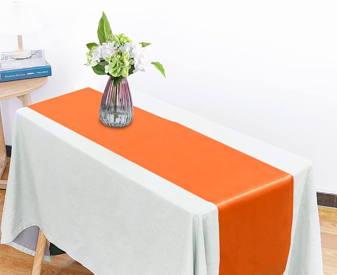 12 Pack Orange Table Runners, Fall Table Runner 12x108 Inches Long, Silk and - Image 2