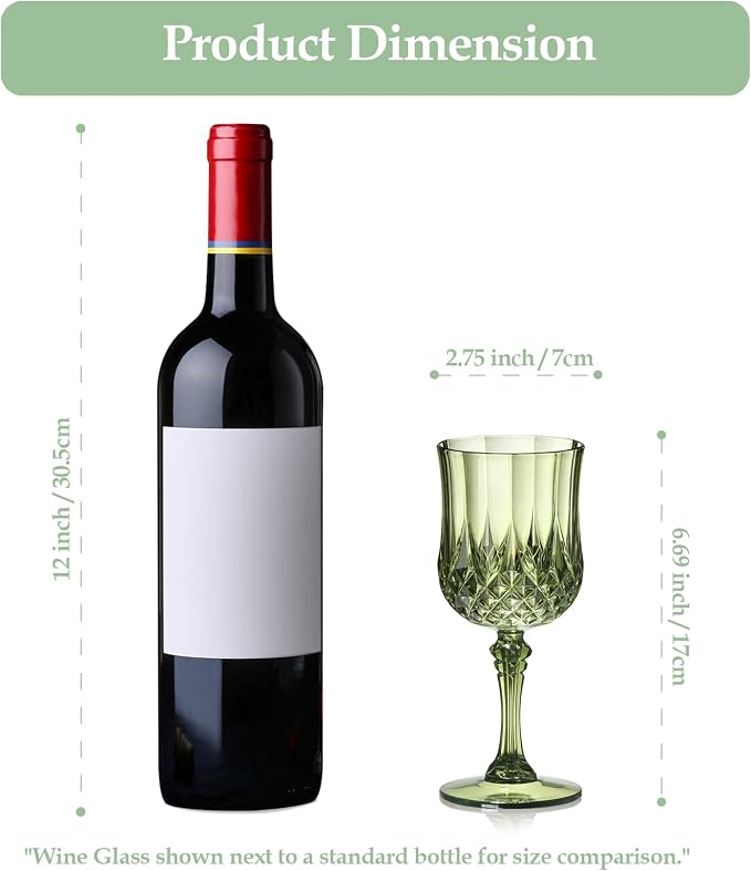 XUWAIDSGN 16 Pcs 7oz Plastic Vintage Wine Glasses Drinking Glasses Unbreakable - Image 3