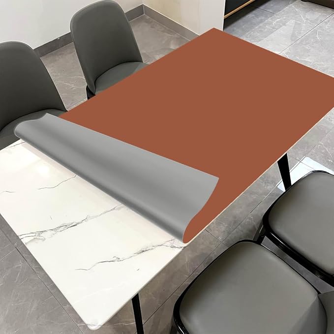 Leather Table Pad,1.8mm Thick,40x90 Inch,Dining Table Pad,Table Pads for Dining Room Table Rectangular,Dining Room Table Cover,Dining Table Cover(Brown+Gray,40x90)