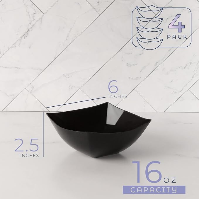 PLASTICPRO Disposable Square Serving Bowls, Party Snack or Salad Bowl, Plastic - Image 7
