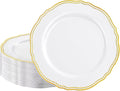 60 Pcs White Gold Dinner Plates by Hioasis