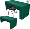 Nasitos 2 Pack Green 6ft Table Cloth Fitted-Open Back Folding Table Cover Washable Fabric and Wrinkle Resistant Table Cloth for Trade Show, Book Fair, Career Fair, Convention, Events