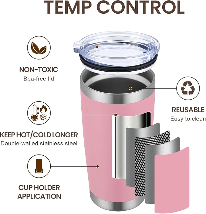 MEWAY 20oz Tumbler Cup Double Wall Vacuum Insulated Travel Mug Bulk, Stainless - Image 2