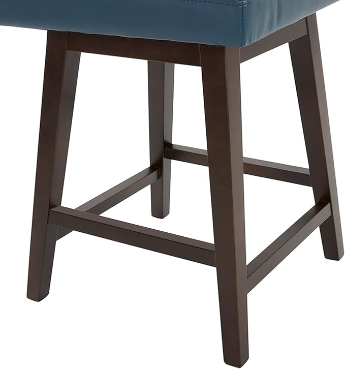 CHITA Counter Height Swivel Barstool, FSC Certified Upholstered Bar Stool, 26.8" H Seat Height, PU Leather in Dark Blue
