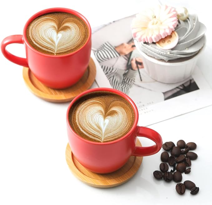 HASENSE Espresso Cups and Saucers Set of 6, 3.5 OZ Demitasse Cups - Image 4
