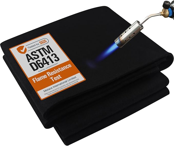 Matace Welding Blanket Fireproof Carbon Felt Soldering Mat & Pad, 5mm Flame Retardant Fabric, Heat Shield for Brazing, Automotive Repair, Grill & Smoker, Stove Wick Roll - 20x47 Inch, 2 Pack, Black