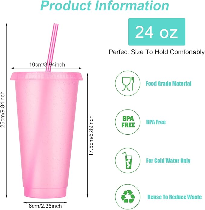 24 Pack Plastic Tumblers with Lids and Straw, Reusable Cups with Lids and - Image 2