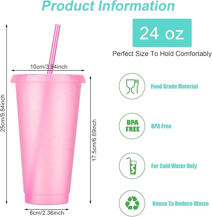 24 Pack Plastic Tumblers with Lids and Straw, Reusable Cups with Lids and - Image 2