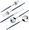 VANVRO Mirror Silver Blue Silverware Set, 20-Piece Stainless Steel Flatware Set by VANVRO
