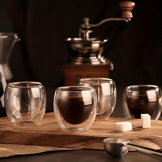 6pcs Double Wall Espresso Cups, 3 Ounce Glass Coffee Mugs, Insulated Small - Image 3