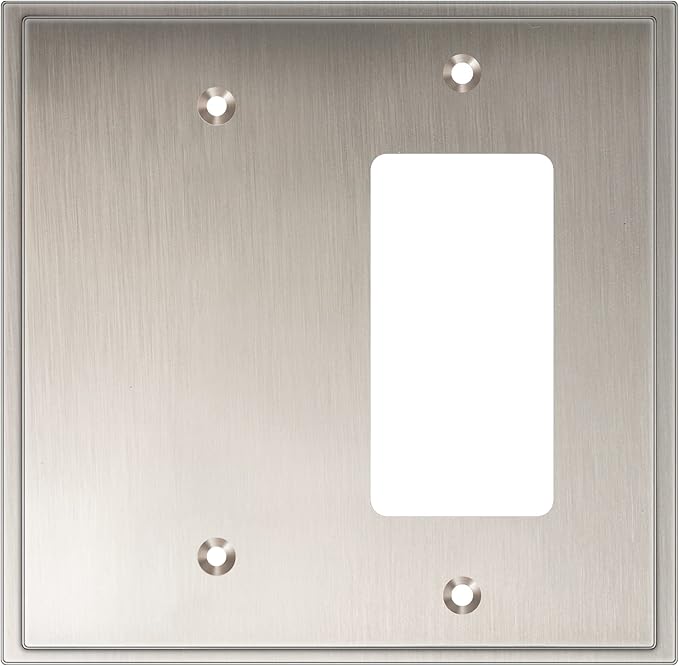 Henne Bery Soft Modern Decorative Wall Plate Switch Plate Outlet Cover (Blank/Decorator, Satin Nickel)