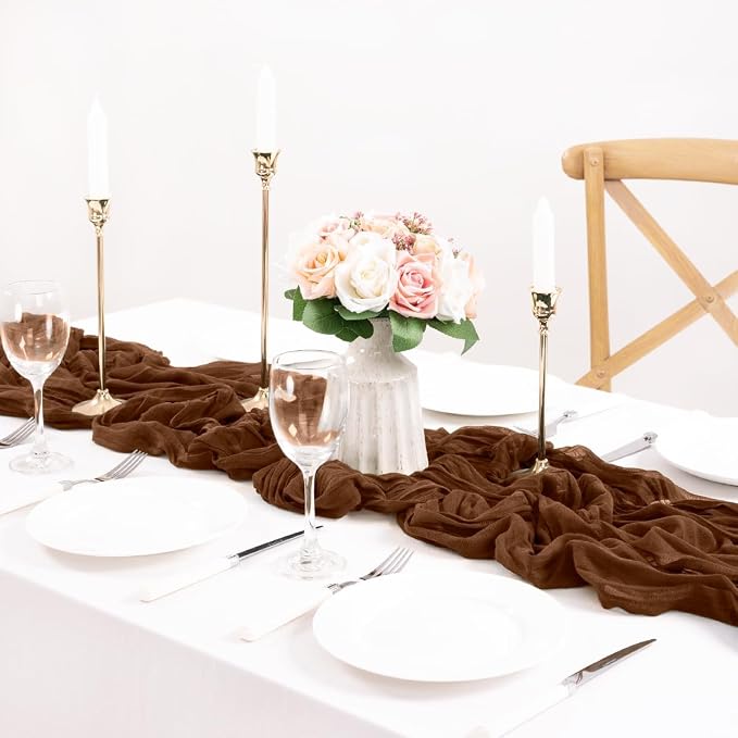 3 Pack Brown Cheesecloth Table Runner 10ft Neutral Gauze Centerpiece | - Image 8