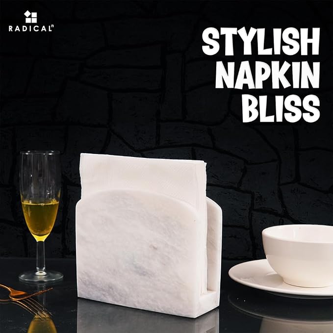 Radicaln Marble Napkin Holder 5.5" Inch White Handmade Dining Table Napkins - Image 6