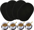 4 Pack Oval Woven Placemats and Set of 4 Round Fabric Coasters, Heat-Resistant Non-Slip Tablemats Woven Washable Charger Plates for Table Decoration (Black)