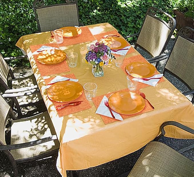 Cloth Placemats Set of 8, Linen Type Fabric Fall Placemats Table Mat, Machine Washable Rustic Place Mats Heat Resistant Placemats Wrinkle Free Thick Kitchen Place Mats for Dining Table, Orange 12"x18"