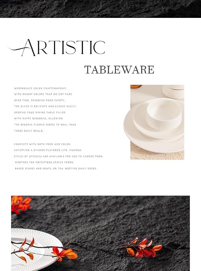 4-piece set, embossed B design plate and bowl set, microwave and dishwasher - Image 6