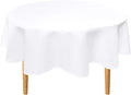 Hiasan Round Linen Table Cover 30 Inch - Wrinkle and Stain Resistant Washable Polyester Fabric Table Cloth for Dining Room Kitchen Party, White