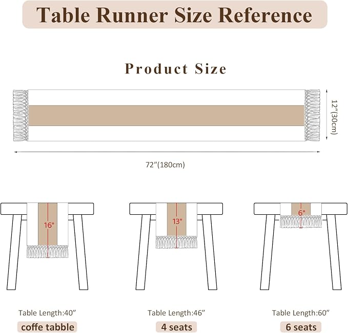 Burlap Boho Table Runner Macrame Brown 72in Farmhouse Woven Runner | Burlap - Image 3