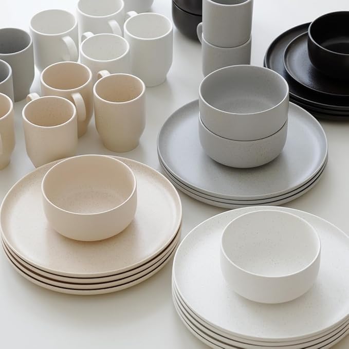 WENSHUO Dinner Plates Set of 6, Chip and Scratch Resistant (Sandstone Gray, 8.5 Inch)
