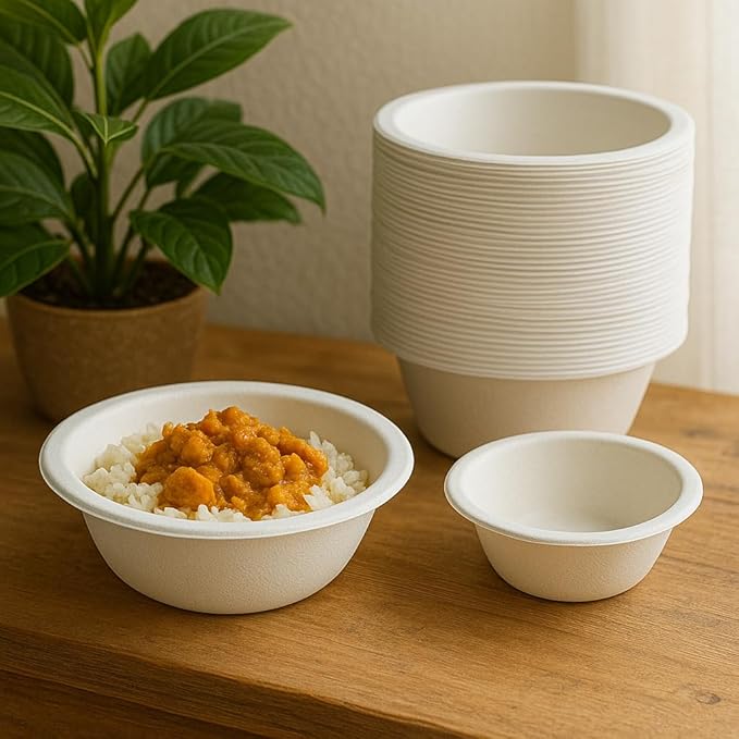 6 oz. Compostable Bowls [100-Pack] – Eco-Conscious Soup Bowls Made from Sugarcane Bagasse Fiber – Heavy-Duty, Microwave & Refrigerator Safe – Ideal for Parties, Snacks & Everyday Meals (6 oz [160ml])