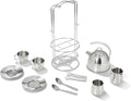 Melissa & Doug Stainless Steel Pretend Play Tea Set and Storage Rack by Unknown