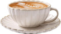 Vintage Porcelain Coffee Cup and Saucer Set, 12 OZ Ceramic Latte Mug by Unknown