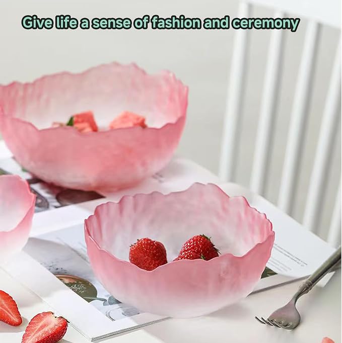 Glass Bowl for Salad Candy Fruit Serving, Decorative Bowl, Dish-Pink 6.5" | - Image 7