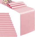 VACVELT Blush Pink Satin Table Runners, 12x72 Inch, 12 Pack, Scalloped Edge | by VACVELT