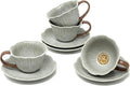 KOOV Latte Cup and Saucer Set of 4, Vintage Hand-Painted 10 oz Ceramic by KOOV