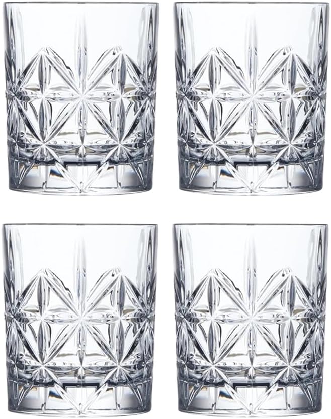 Crystal Whiskey Glass Set of 4 - Old Fashioned Bourbon Glasses, Perfect for Scotch and Cocktails (Style 1,4pcs)