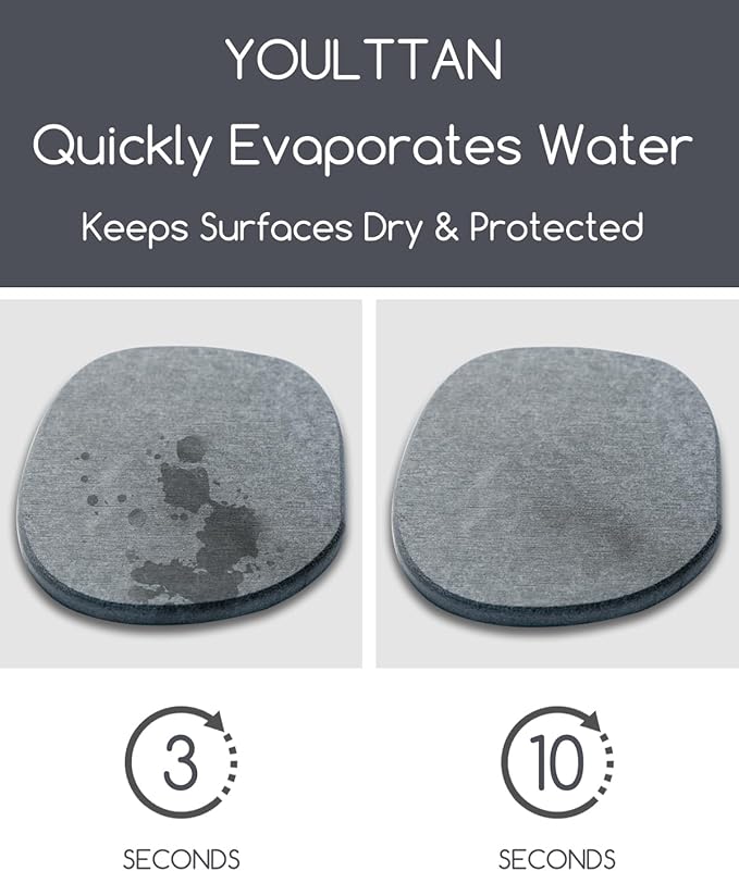 Diatomaceous Earth Coasters,3.9"x3.9", Quick-Dry, Absorbent, Heat-Resistant, Modern Stone Design, Dark Gray, Irregular Shape (4, Grey)