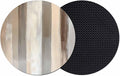 Brown Grey Coasters Set of 2, Abstract Neutral Textured Modern Minimalist Soft by PIEPLE