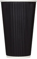 Karat 16oz Ripple Insulated Coffee Hot Cups Black Double Poly Lined Paper Hot by Karat