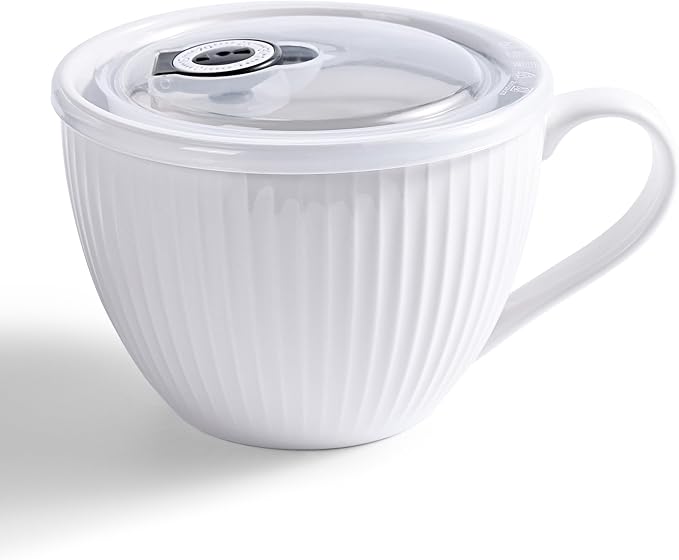 24oz Soup Mug with Handle & Lid, Microwave Soup Bowl/Cup, Ice Cream and by Hoilse