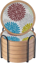 Wood Coasters Set of 6 with Holder, Cewiru Cup Mat by Unknown