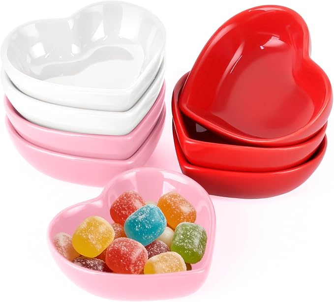 8PCS Heart Shaped Bowl Heart Bowl For Candy Lovers, Office Desk Decor, Home Snack Display, Valentine'S Day, Wedding Celebrations, Birthday Parties,Family Kitchen Use