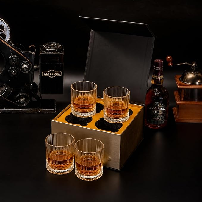 Vintage Whiskey Glasses Set of 4, 12 oz Crystal, Luxury Gift Box | Old fashioned - Image 7