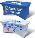 Personalized Table Cloth with Logo Image Customized Tablecloth 4FT/5FT/6FT/8FT Spandex Customized Table Cover Promotional Business Tradeshow Events Birthday Party Wedding (6FT Spandex(Closed back))
