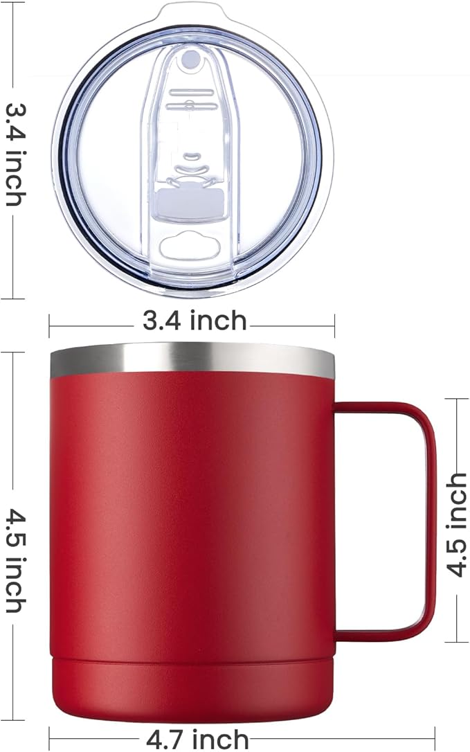 MEWAY 12oz Coffee Mug With Handle 2 Pack Bulk, Stainless Steel Insulated Travel - Image 4