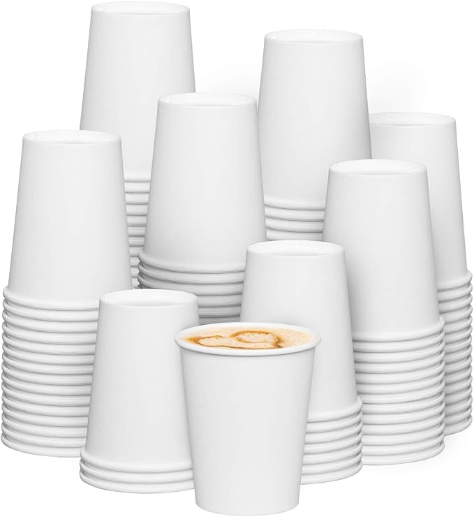 GUSTO 8 oz Disposable White Paper Cups Hot Coffee Cups | Eco-Friendly Material by GUSTO