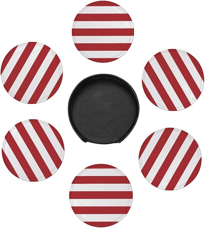 6 Pcs Christmas Valentine's Day Decoration Red and White Stripes Leather - Image 7