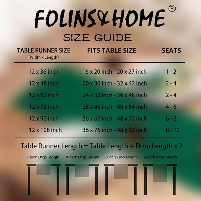 FOLINS&HOME Green Waterproof Decorative Table Runner 60 Inches Long | 210GSM - Image 6