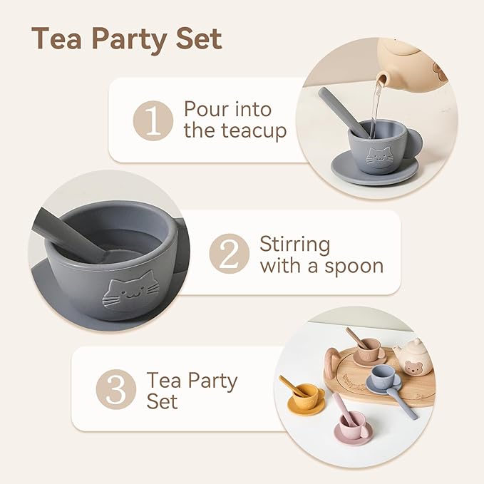 Tea Party Set for Little Girls 1-3 Kids Tea Set - Image 4