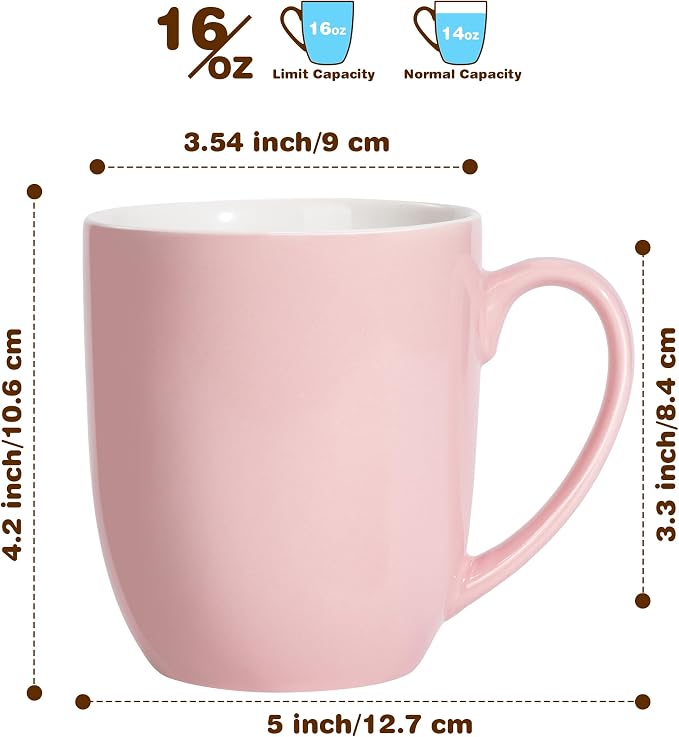 Urbanstrive 16 oz Large Coffee Mugs Set of 4 Ceramic Coffee Mug White Coffee - Image 2