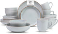 Stoneware Euro-Nordic 20pc Dinnerware Set, Shiny White by HomeVSS