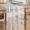 Artoid Mode White Gauze Flocking Flowers Table Runner 10FT, Seasonal Sheer by ArtoidMode